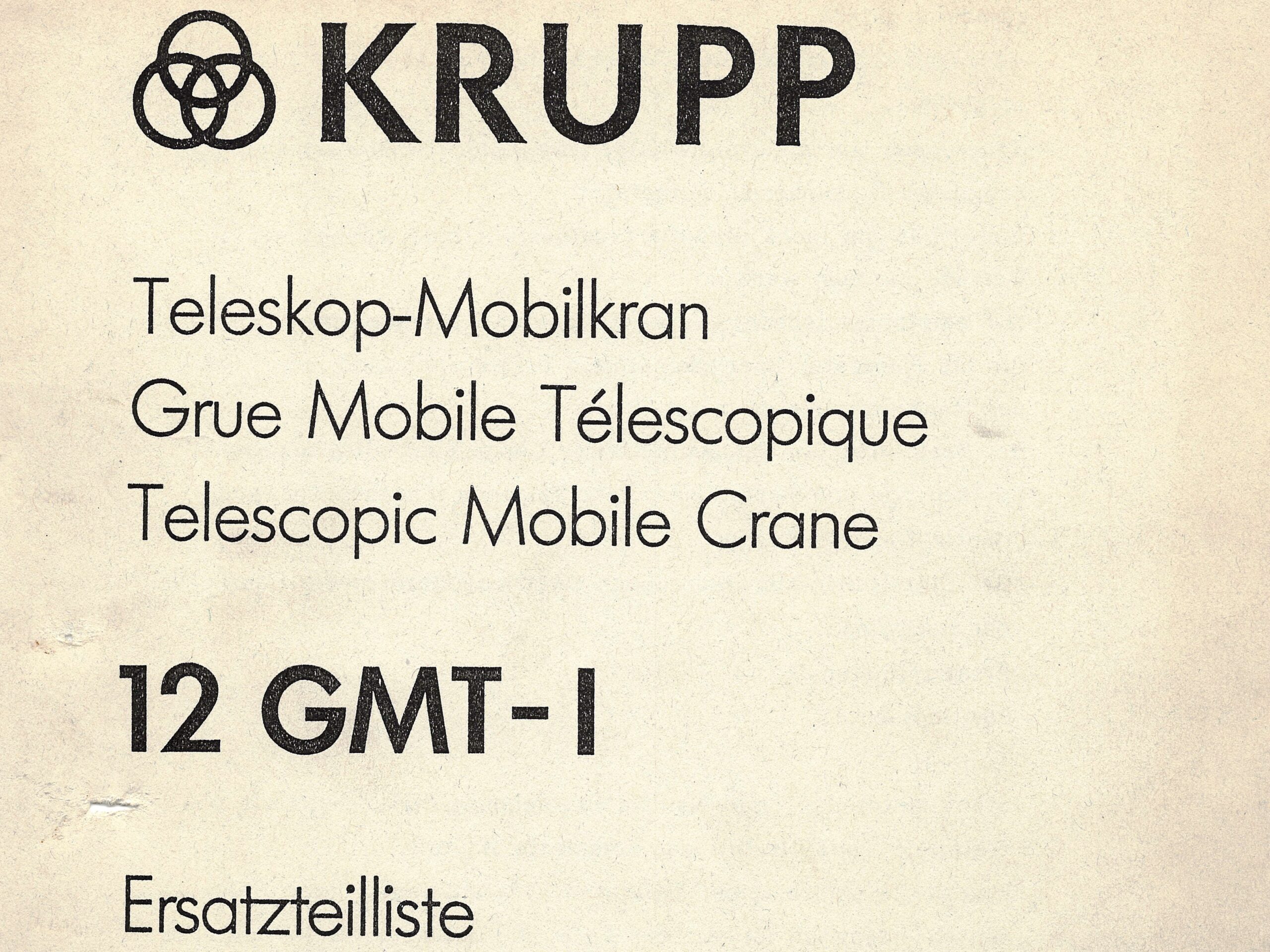 Ersatzteilliste Krupp Teleskop-Mobilkran 12 GMT-I 1