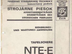 Tafelschere Strojarne Piesok NTE 2000 6.3 E Bedienungs und Wartungsanweisung 1