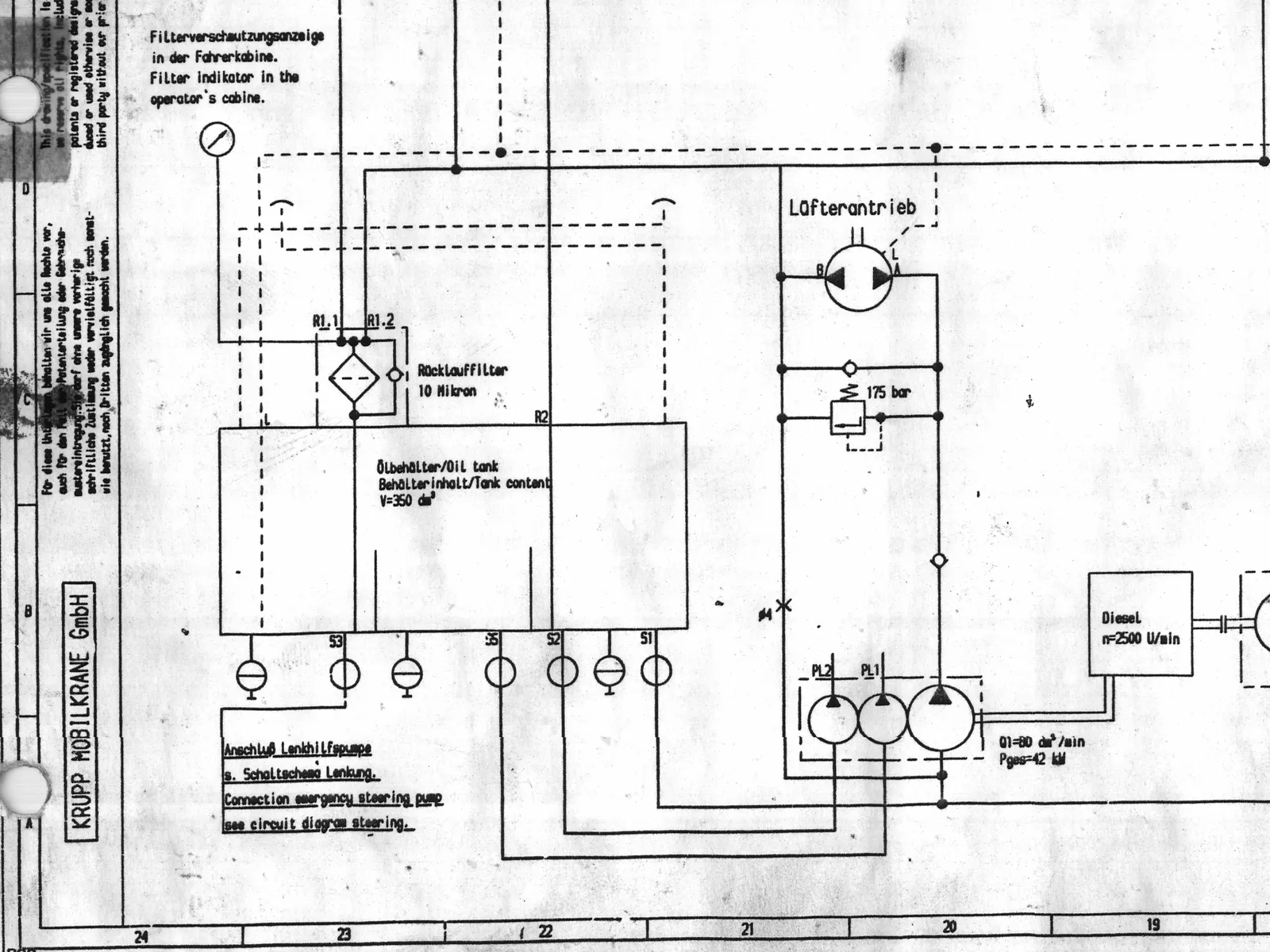 Hydraulikschaltplan Krupp Teleskop-Mobilkran KMK 2025